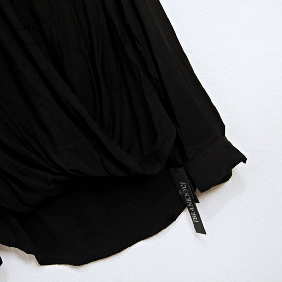 NWT Blank NYC Sugar Baby Wrap Front Long Sleeve Blouse Black Women M - Picture 4 of 8